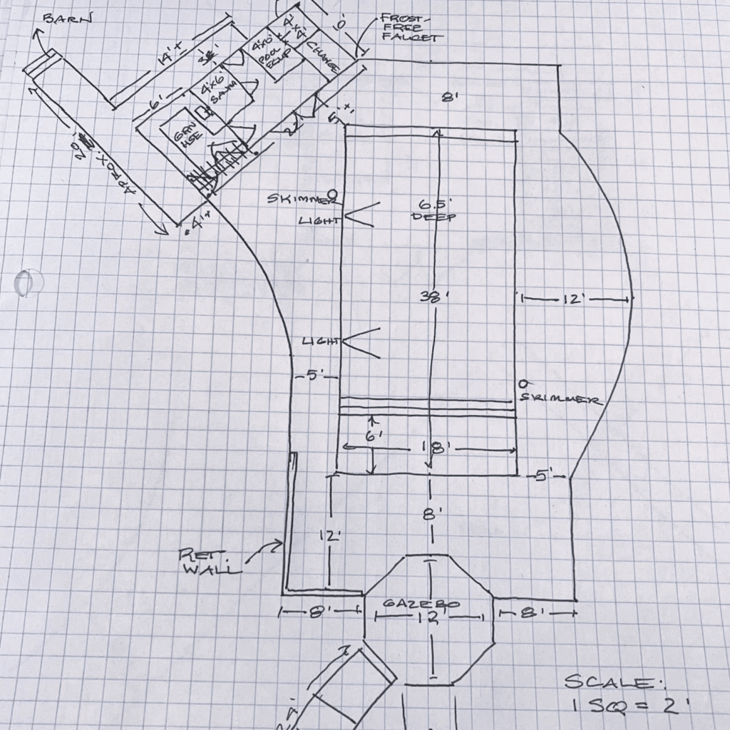 a drawing of a pool design